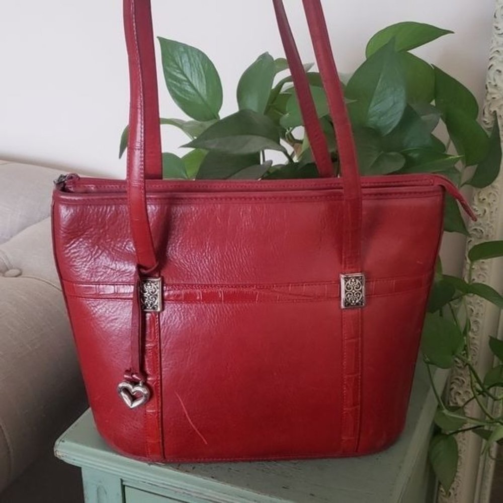 Vintage Brighton Red Leather Tote Bag